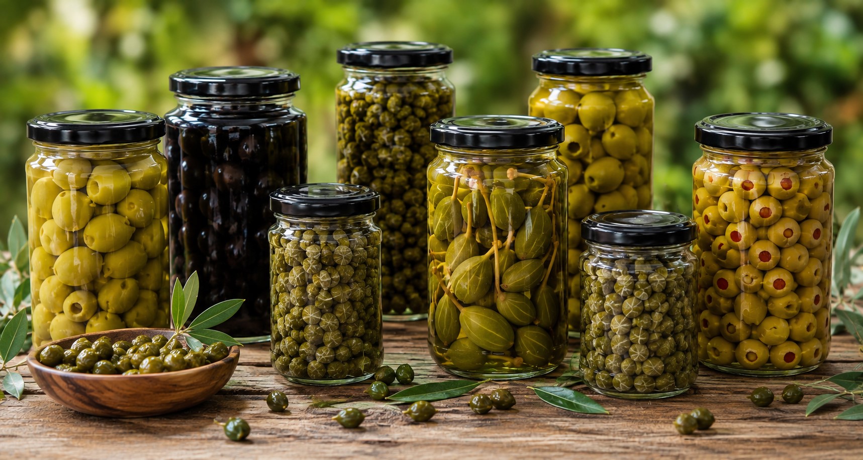 Vegetales encurtidos y aceitunas